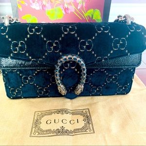 Gucci Navy Blue Dionysus GG Velvet Mm Crossbody Bag